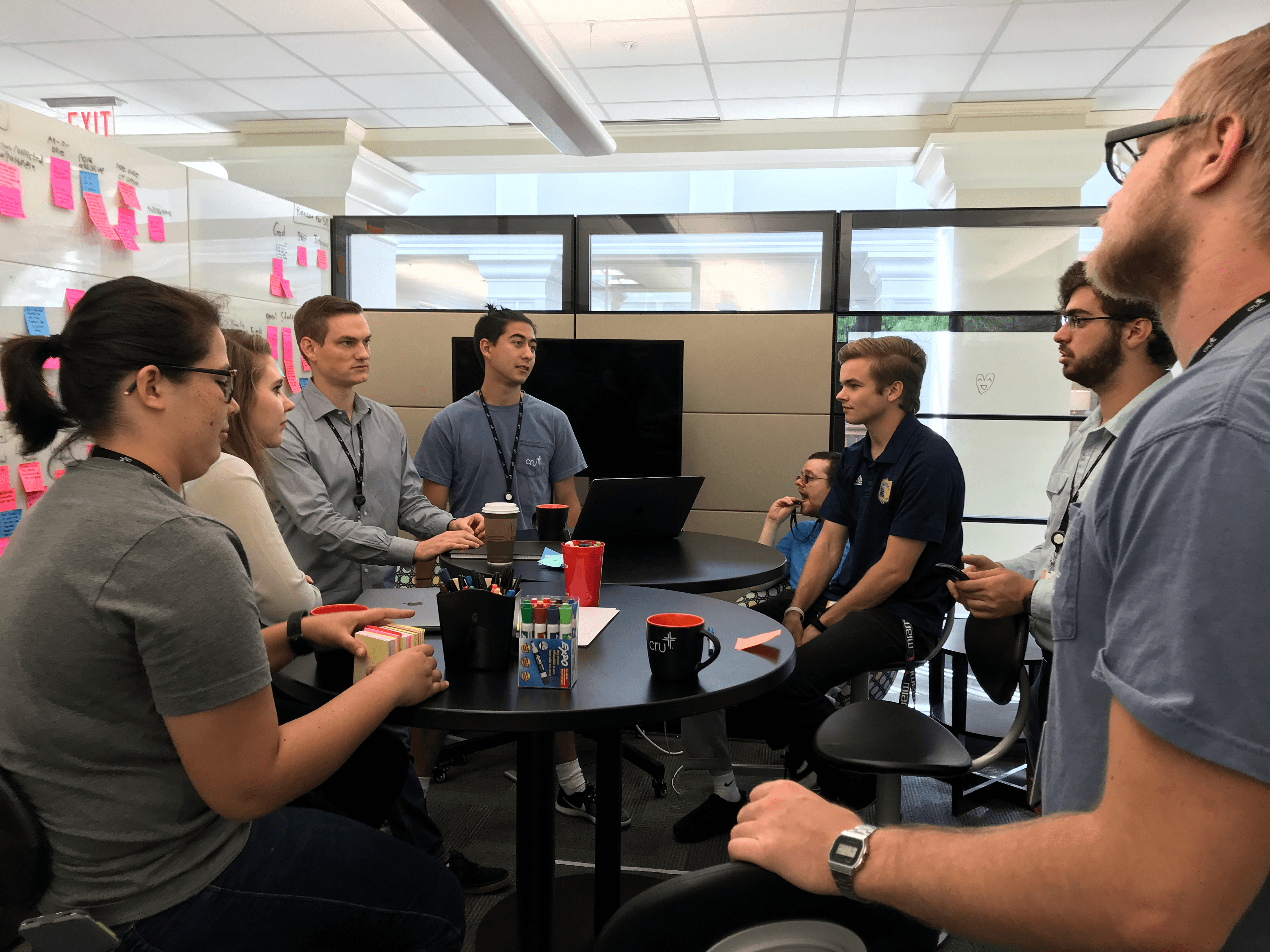 Nate teaching a group of interns agile software development practices